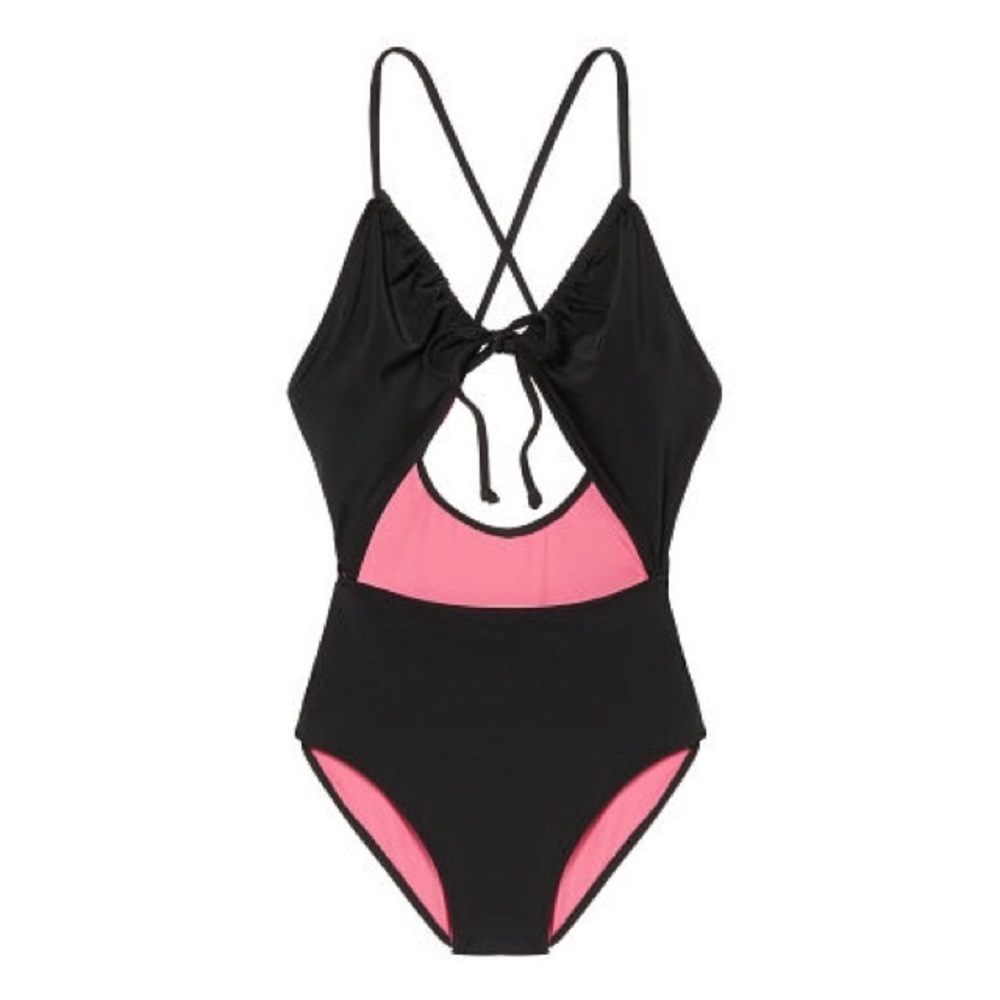 PINK Keyhole Front-Tie One-Piece Monokini Bodysuit